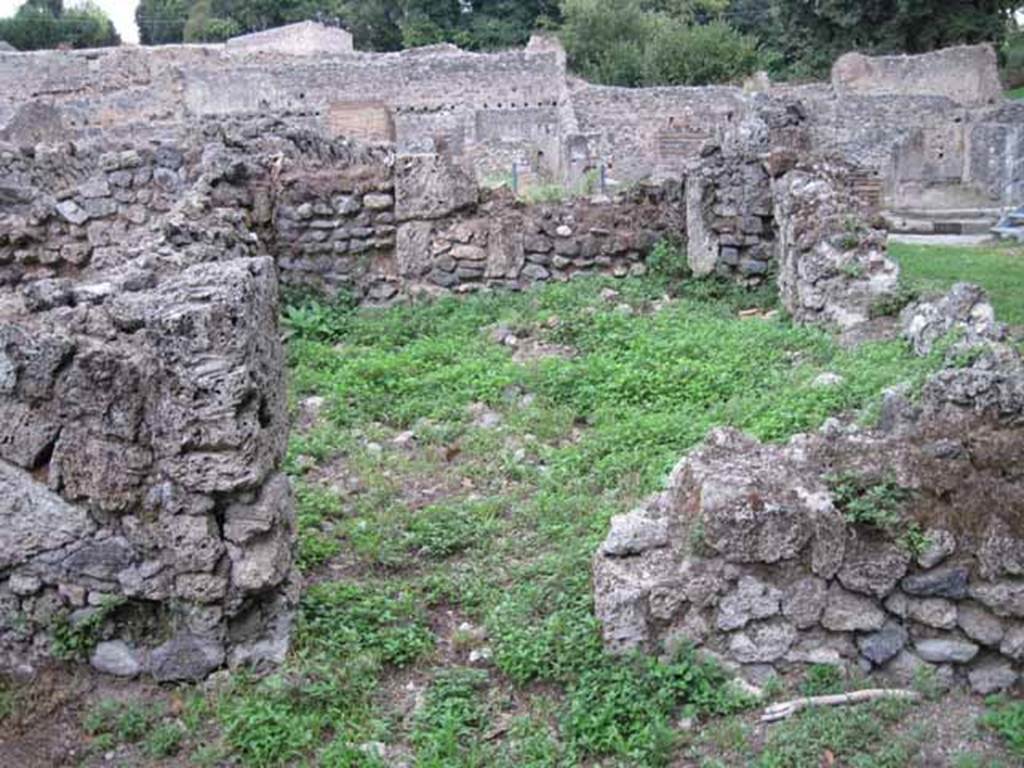 VIII.7.1 Pompeii. September 2010. Room east of corridor, Fiorelli thought possibly a stable. Looking east towards Via Stabiana. Photo courtesy of Drew Baker.