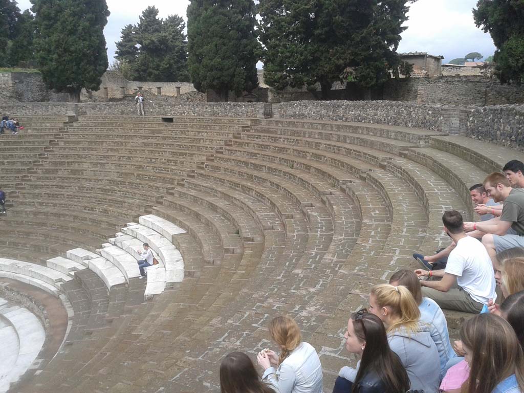 VIII.7.21 Pompeii. April 2014. Looking west/north-west across top of Theatre. Photo courtesy of Klaus Heese.