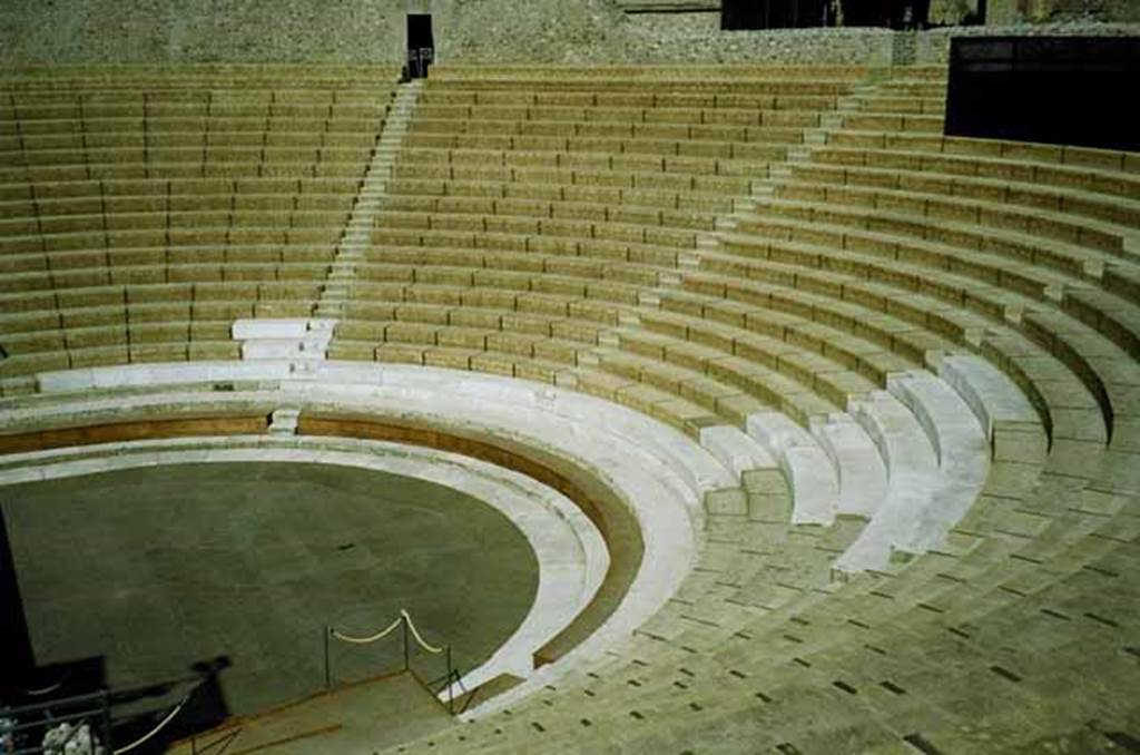 VIII.7.20 Pompeii. June 2010. Restored seating. Photo courtesy of Rick Bauer.