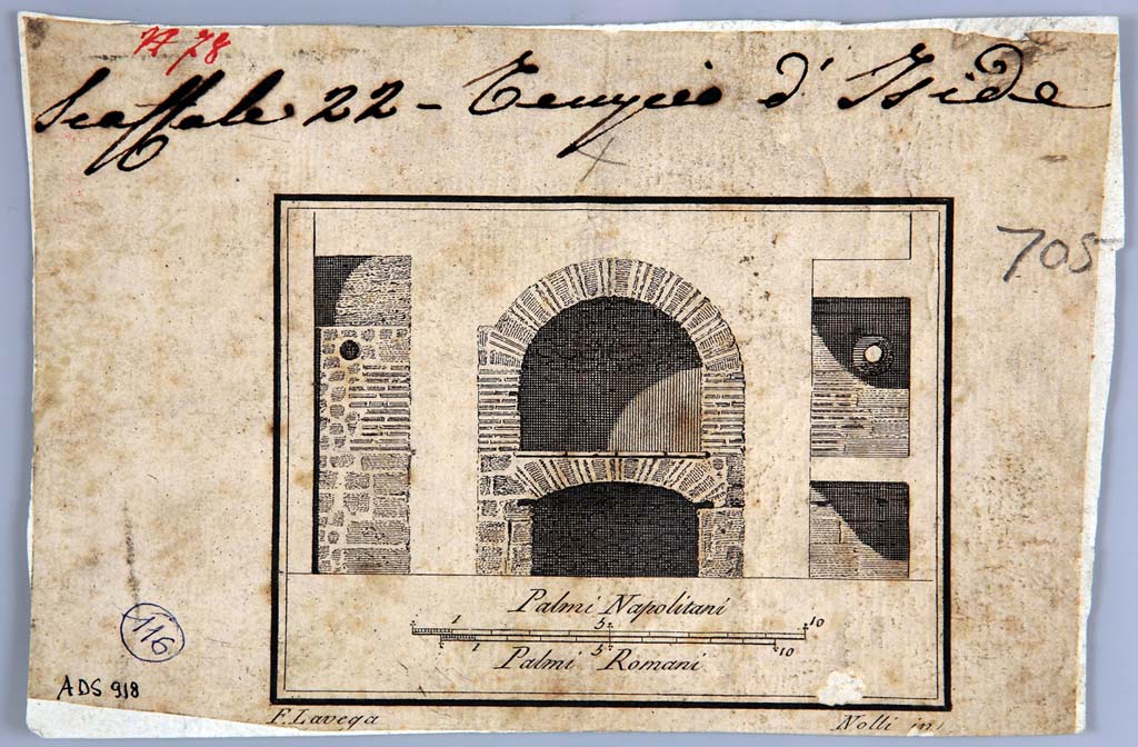 VIII.7.28 Pompeii. Drawing by Francesco La Vega of priest’s kitchen hearth.
Now in Naples Archaeological Museum. Inventory number ADS 918.
Photo © ICCD. http://www.catalogo.beniculturali.it
Utilizzabili alle condizioni della licenza Attribuzione - Non commerciale - Condividi allo stesso modo 2.5 Italia (CC BY-NC-SA 2.5 IT)