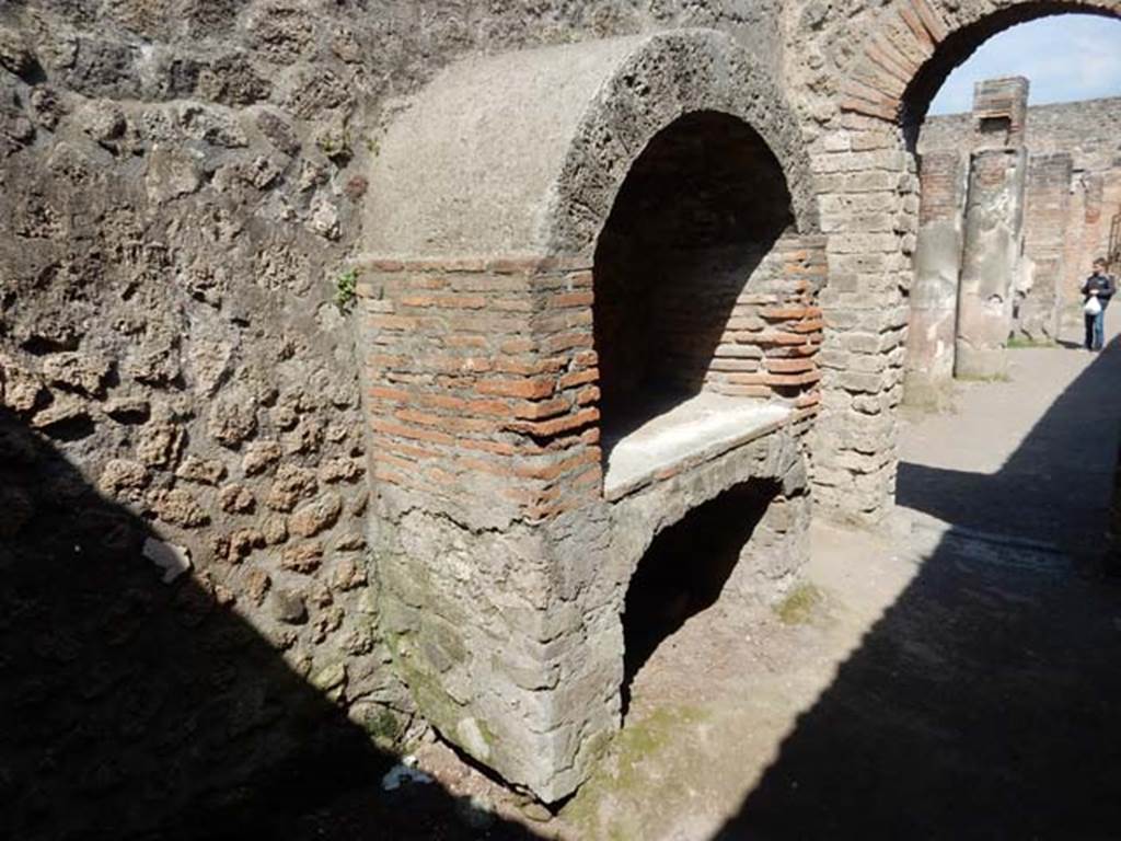 VIII.7.28 Pompeii. May 2015. Kitchen area, looking north into the temple east portico. Photo courtesy of Buzz Ferebee.