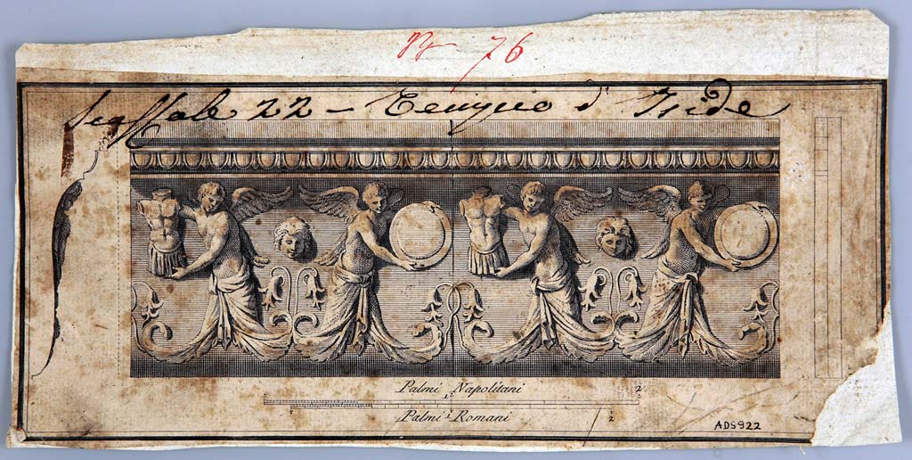 VIII.7.28 Pompeii. Drawing by Francesco La Vega of temple pediment facade.
Now in Naples Archaeological Museum. Inventory number ADS 922.
Photo © ICCD. http://www.catalogo.beniculturali.it
Utilizzabili alle condizioni della licenza Attribuzione - Non commerciale - Condividi allo stesso modo 2.5 Italia (CC BY-NC-SA 2.5 IT)