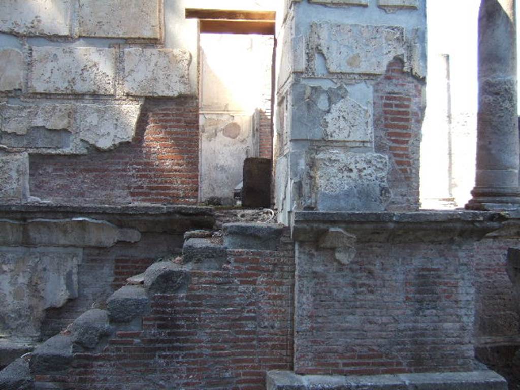 VIII.7.28 Pompeii. December 2007. South side of Temple with steps to Cella.