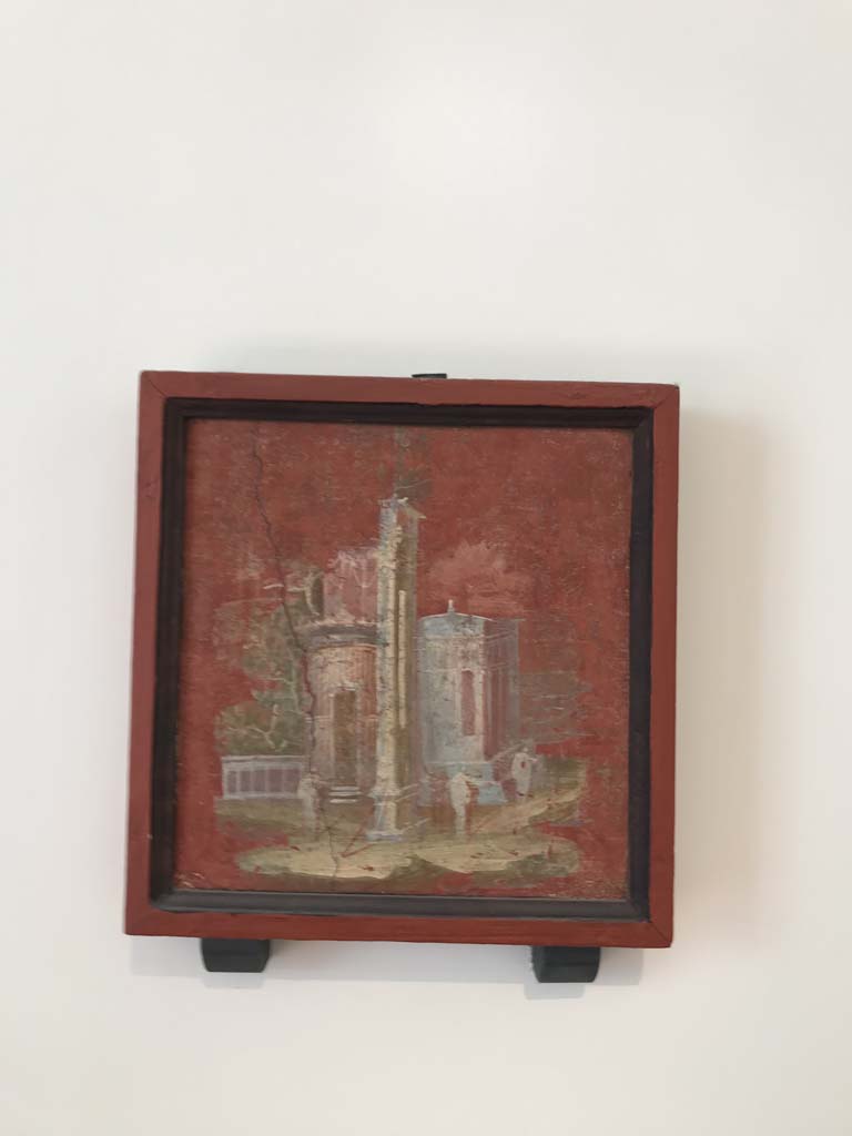 VIII.7.28 Pompeii. April 2019. Found on north part of east wall of portico. Sacred landscape.
Now in Naples Archaeological Museum. Inventory number 9515. Photo courtesy of Rick Bauer.