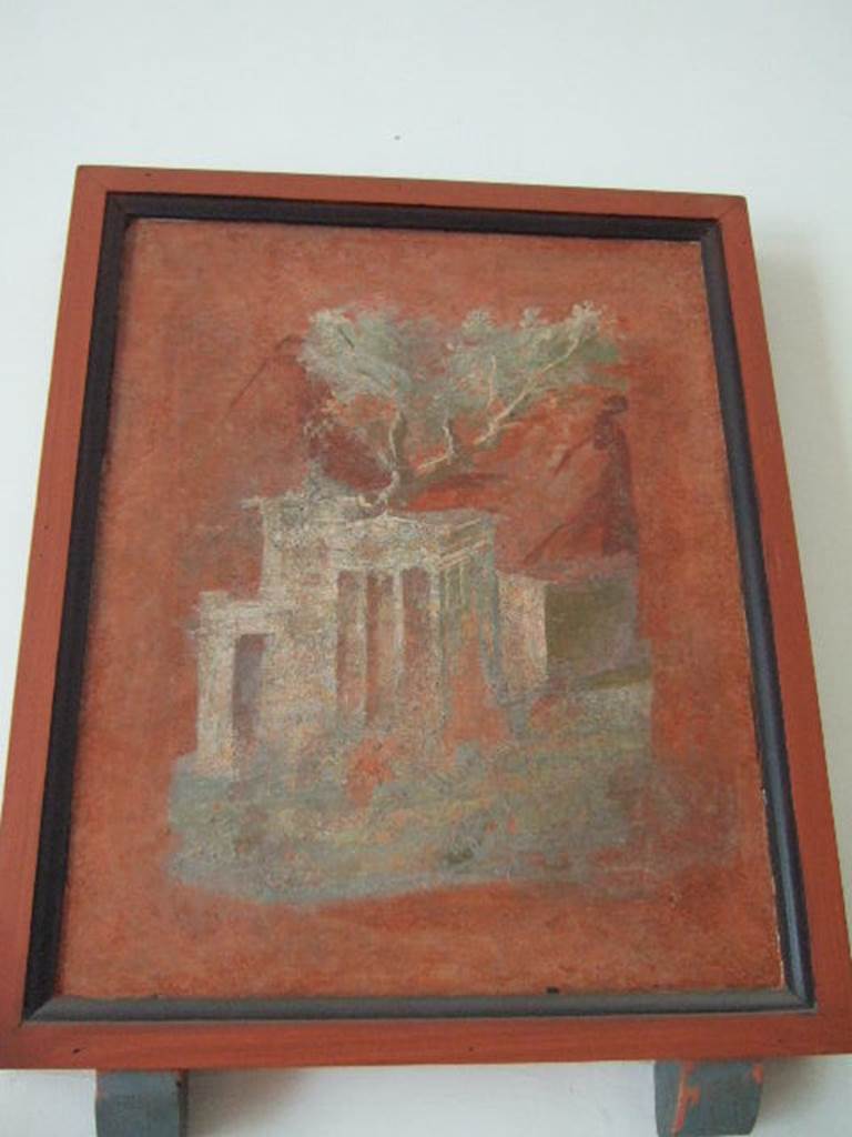 VIII.7.28 Pompeii. Detail of architectural landscape from panel with landscape and architecture. Found in central feature of south wall. Now in Naples Archaeological Museum.