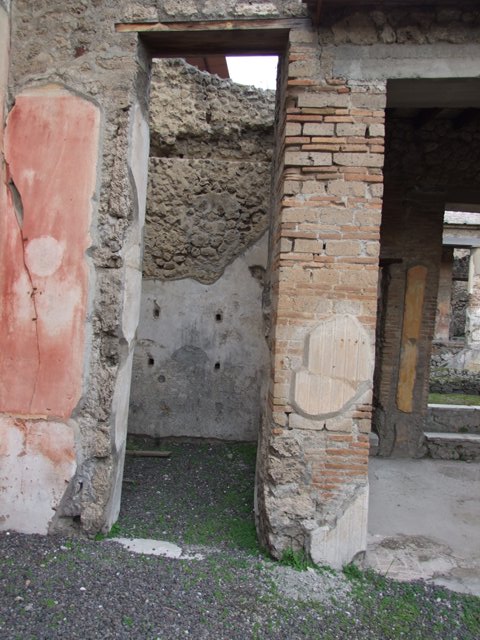 IX.1.22 Pompeii. December 2007. Room 9, remains of painted plaster.