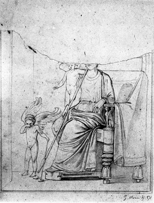IX.2.21 Pompeii. W.363. Room 3, wall painting of Punishment of Cupids, from centre of west wall.
Photo by Tatiana Warscher. Photo � Deutsches Arch�ologisches Institut, Abteilung Rom, Arkiv. 
