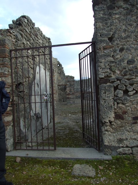 IX.2.21 Pompeii. May 2005. Looking south across atrium from entrance fauces.