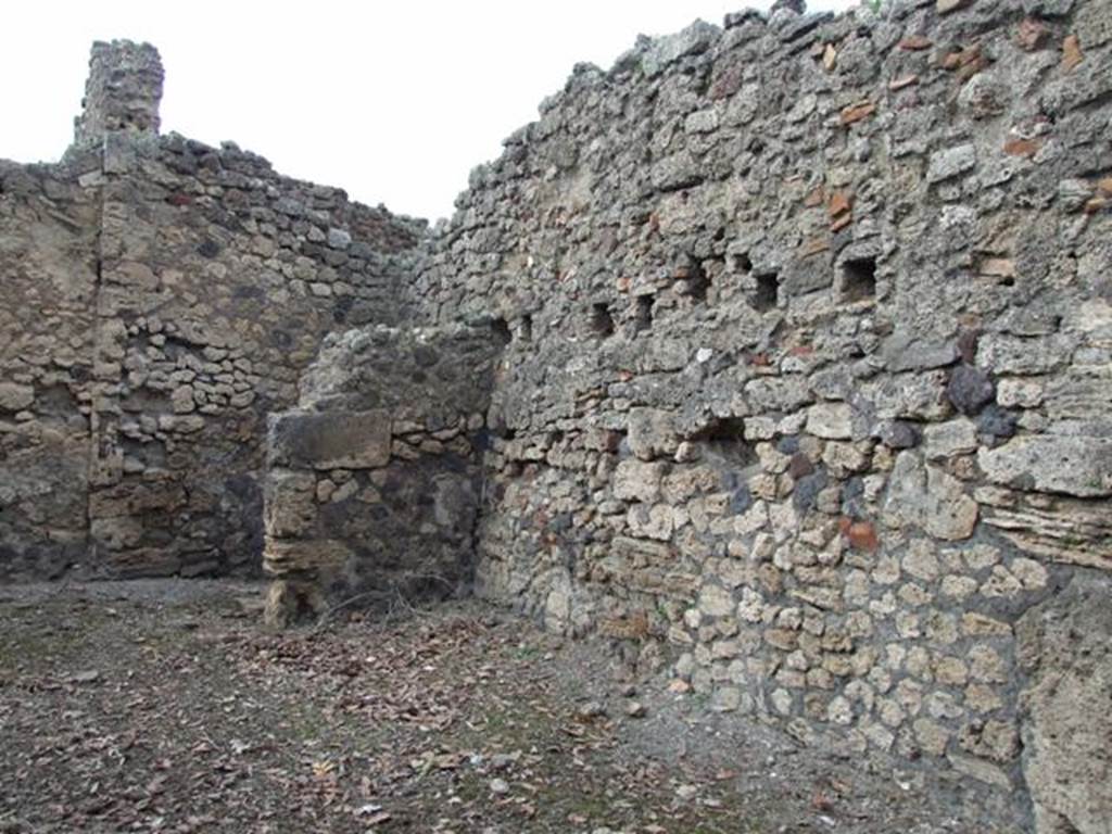 IX.2.24 Pompeii. March 2009. Latrine wall, in north east corner of yard area.