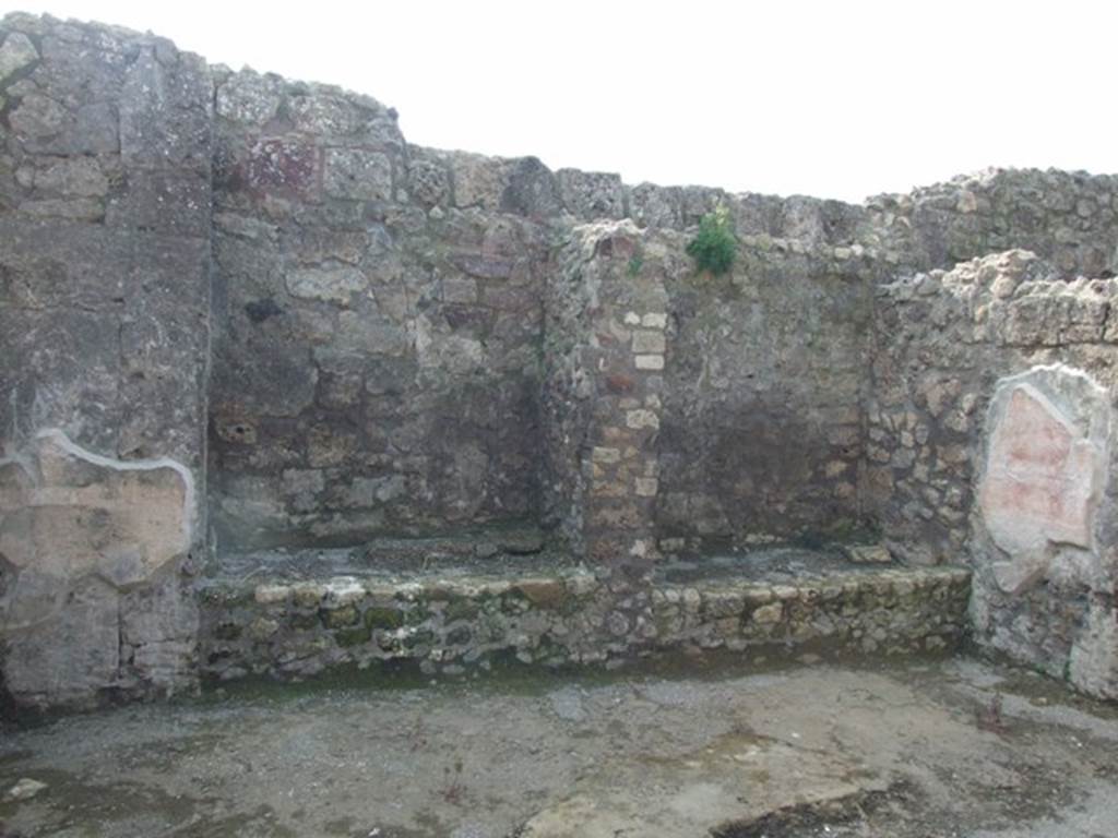 IX.3.5 Pompeii. March 2009. Room 30, west wall of secondary atrium. Masonry supports for cupboards.for cupboards
