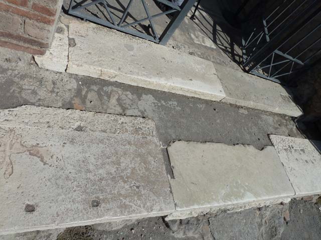 IX.3.5 Pompeii.  March 2009.  Room 2.  Stairs to upper floor, and room looking east towards atrium.