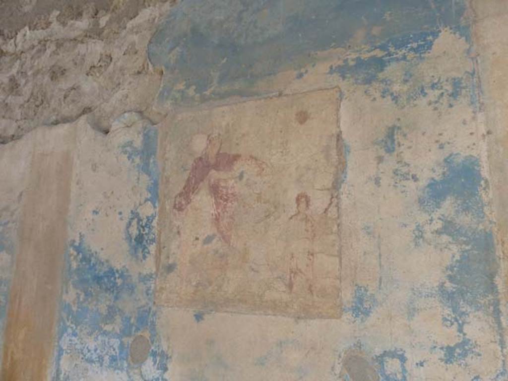 IX.3.5 Pompeii. September 2015. Room 1, south side of entrance fauces, remains of wall painting of female musicians. This painting led to the house first being called the Casa delle Suonatrici, when it was found in July 1846.