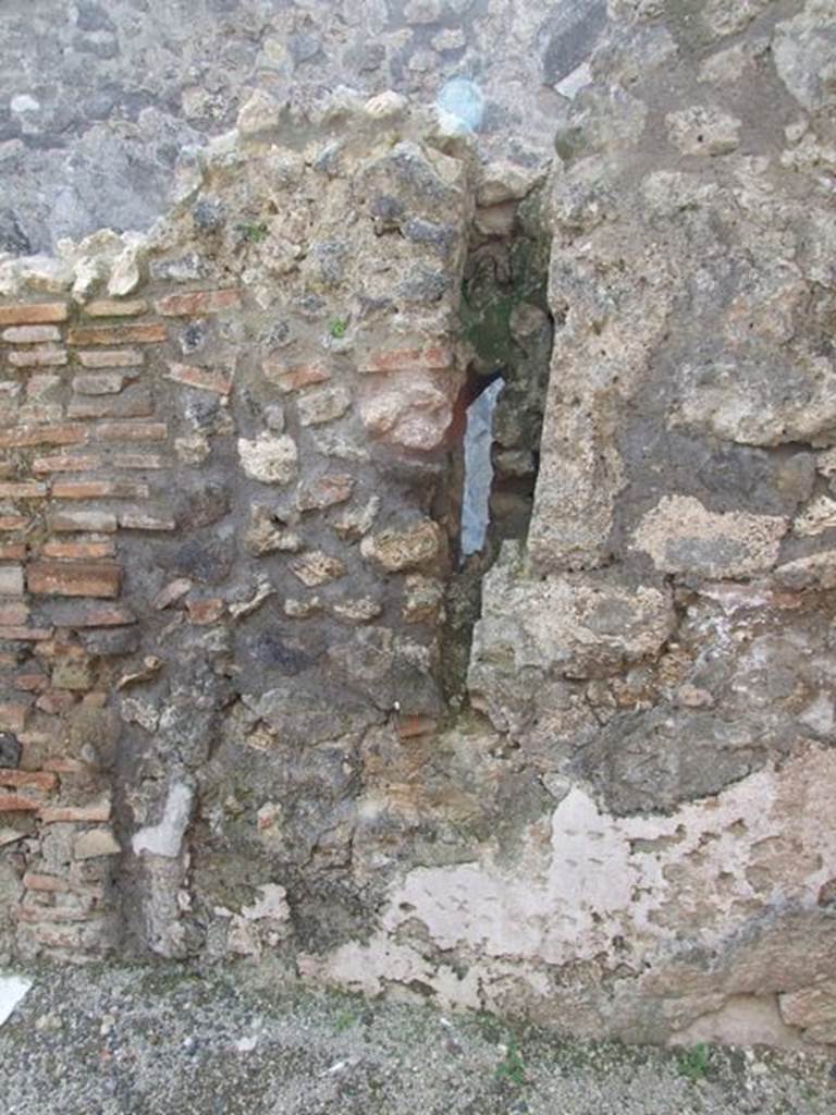 IX.3.16 Pompeii. March 2009. West wall of rear room. Site of downpipe.