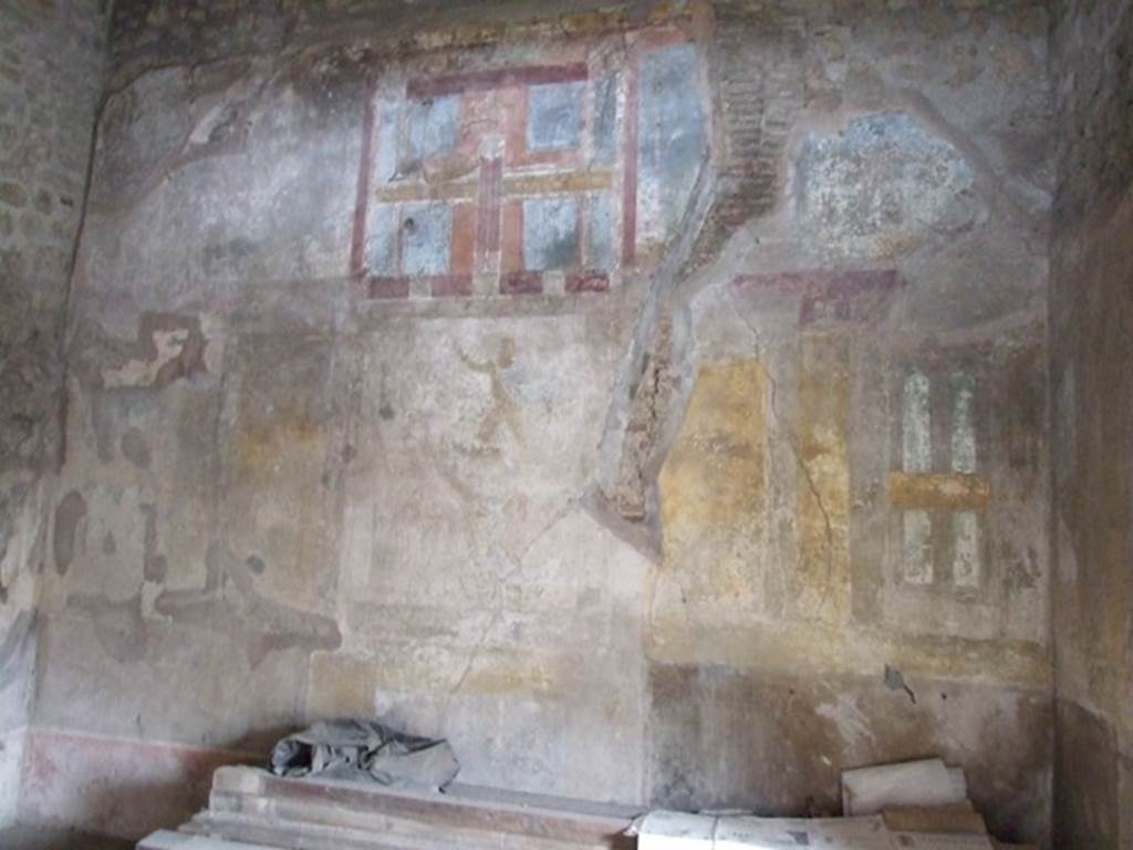 IX.3.19. Taberna T. Genialis. December 2007.  Room 10.  Outline of staircase is visible on the east wall.