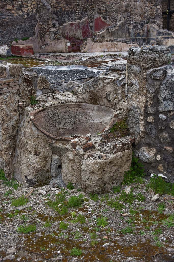 IX.3.22 Pompeii. April 2021. 
Looking north-west towards area of two rooms with painted wall decorations.
Photo courtesy of Nicolas Monteix. 

