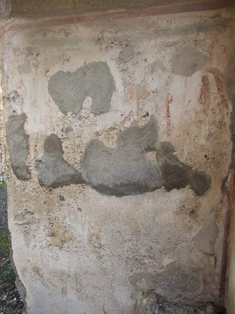 IX.5.2 Pompeii. December 2007. Room �w�, remains of painting on household shrine rear east wall.
