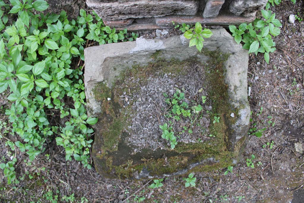 IX.5.4 Pompeii. March 2019. Room e, base of pilaster near west wall.
Foto Christian Beck, ERC Grant 681269 D�COR.
