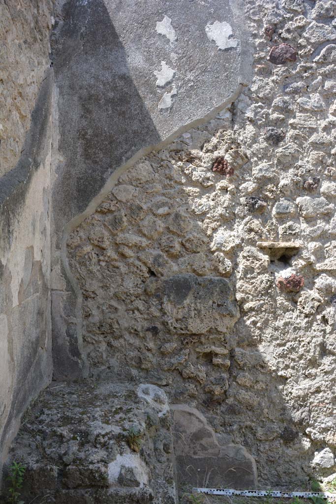 IX.5.5 Pompeii. May 2017. Detail of west wall above steps in south-west corner.
Foto Christian Beck, ERC Grant 681269 DÉCOR.