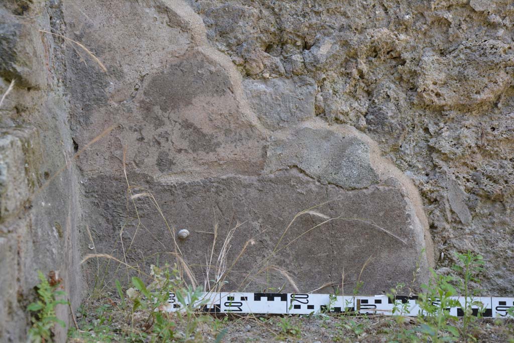 IX.5.5 Pompeii. May 2017. Detail of wall plaster on north side of steps against west wall.
Foto Christian Beck, ERC Grant 681269 DÉCOR.