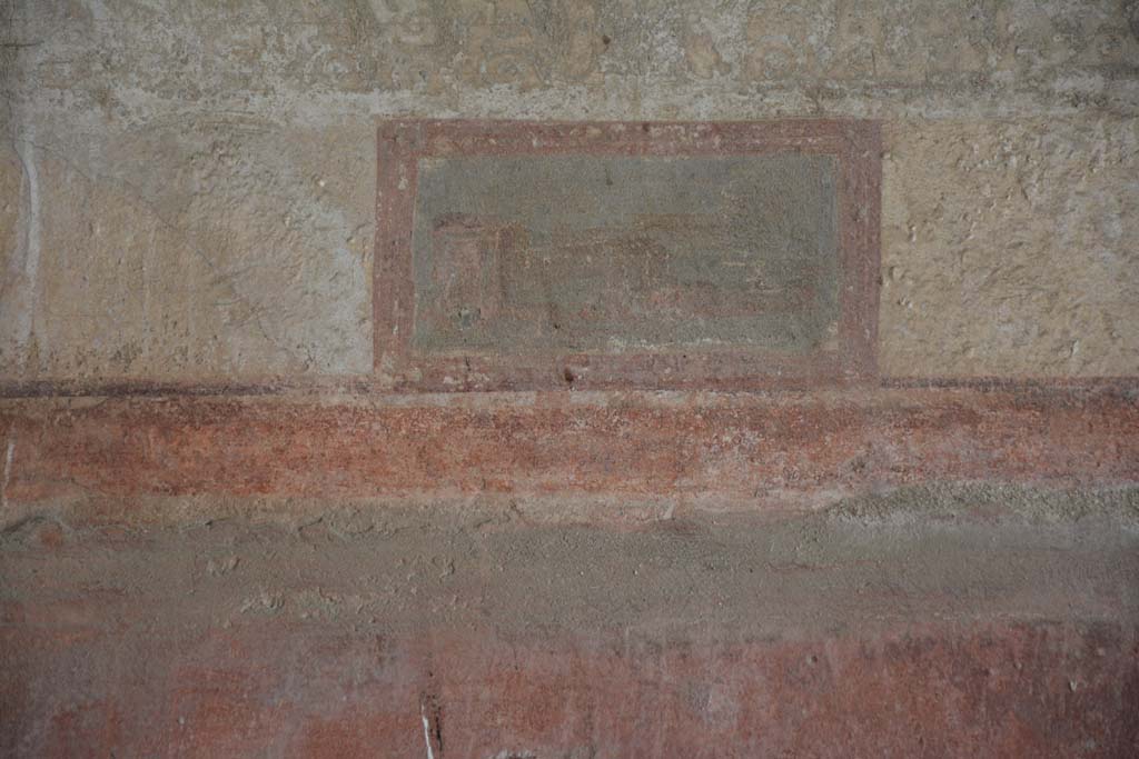 IX.5.6 Pompeii. May 2017. Room i, detail of painted panel on upper west wall at south end.
Foto Christian Beck, ERC Grant 681269 D�COR.
