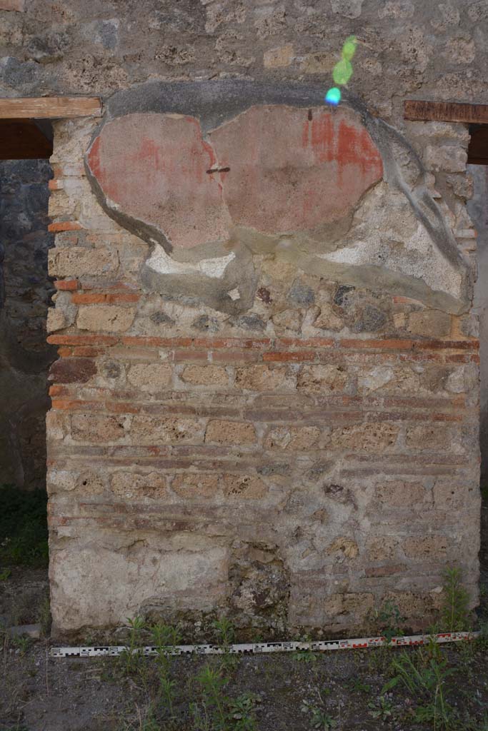 IX.5.6 Pompeii. May 2017. 
Room n, west side, dividing wall between doorways to room t, on left, and room r, on right. 
Foto Christian Beck, ERC Grant 681269 D�COR.
