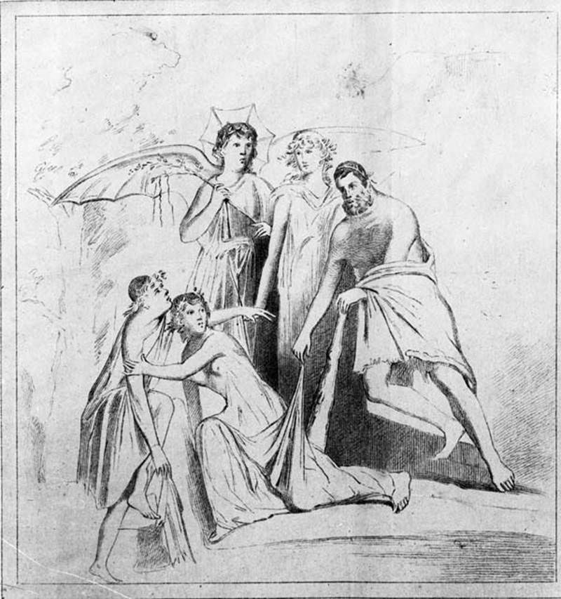 IX.5.6 Pompeii. Room 5, ala, west wall. Copy of wall painting of Hercules and Auge.
See Schefold, K., 1957. Die Wande Pompejis. Berlin: De Gruyter. (p.253)
See Sogliano, A., 1879. Le pitture murali campane scoverte negli anni 1867-79. Napoli: (p.83, no.499).
See Annali dell�Instituto di Corrispondenza Archeologica (DAIR), Vol. 56, 1884, p. 75-87, Tav. d�agg. H.

 
