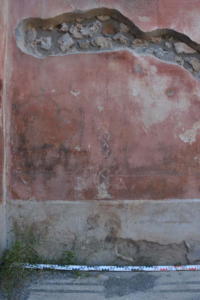 IX.5.6 Pompeii. May 2017. 
West ala d, north wall at west end, painted twisted candelabra decoration separating panels.
There was another one at the east end separating the panels there.
Foto Christian Beck, ERC Grant 681269 D�COR.
According to PPM �
these twisted candelabra were painted across the middle zone and consisted of spirals of different colours, one blue, one green and a yellow.
See Carratelli, G. P., 1990-2003. Pompei: Pitture e Mosaici. IX. (9). Roma: Istituto della enciclopedia italiana, p. 414. Nos 21-22).
