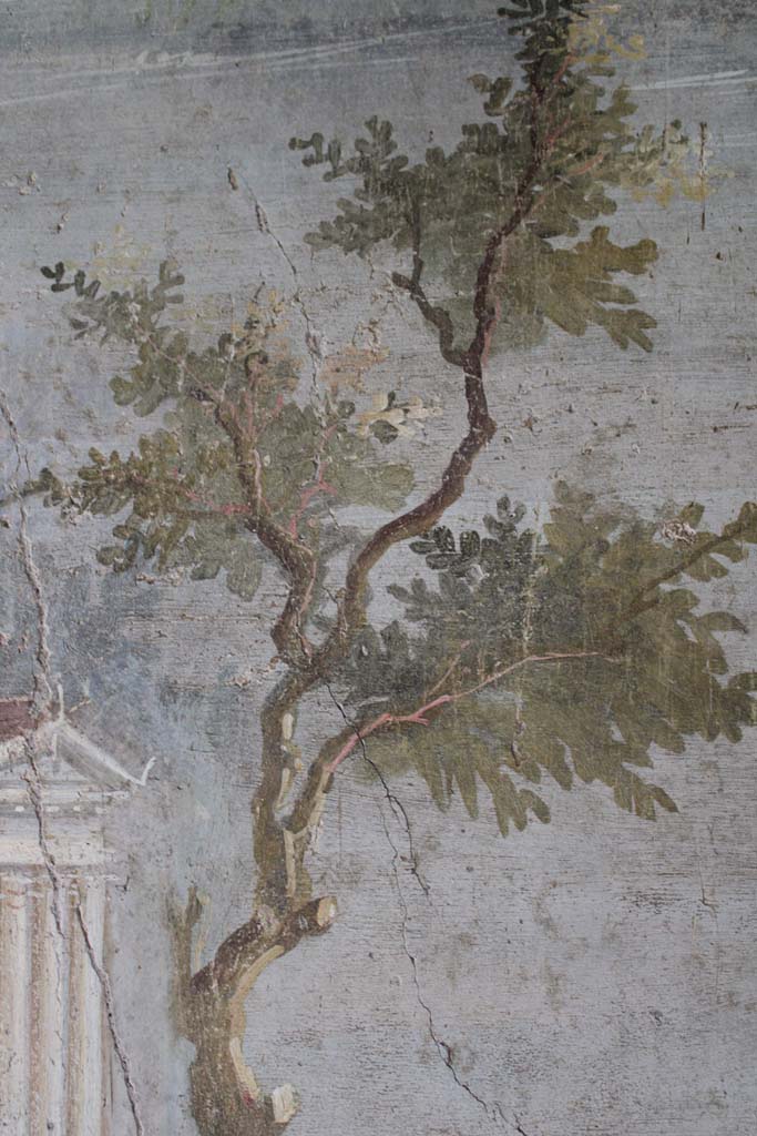 IX.5.9 Pompeii. May 2019. Room �l (L)�, detail of tree above two figures. 
Foto Christian Beck, ERC Grant 681269 D�COR.

