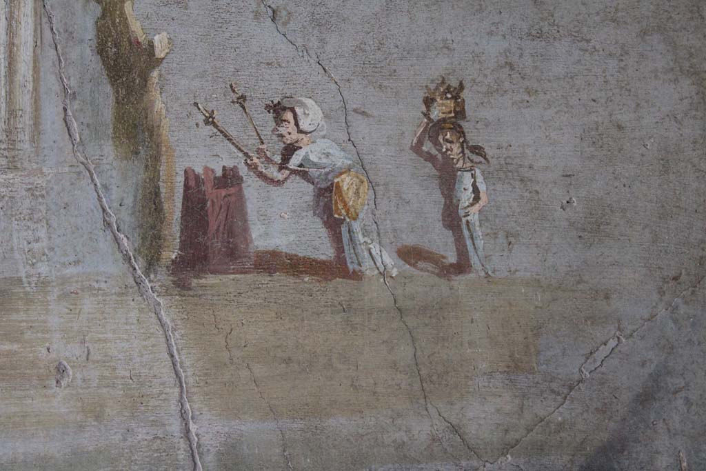 IX.5.9 Pompeii. May 2019. Room �l (L)�, detail of two figures from west end of south wall.   
Foto Christian Beck, ERC Grant 681269 D�COR.
