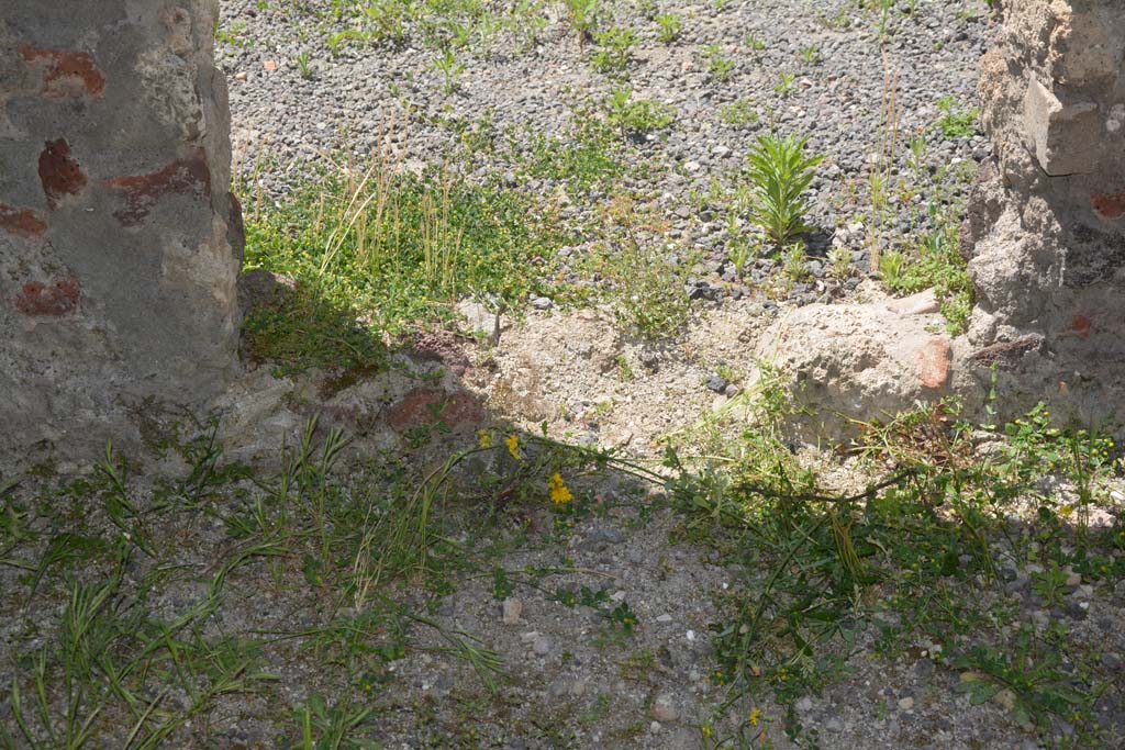IX.5.9 Pompeii. May 2017. Room �m�, detail from lower doorway at south end of west wall. 
Foto Christian Beck, ERC Grant 681269 D�COR.
