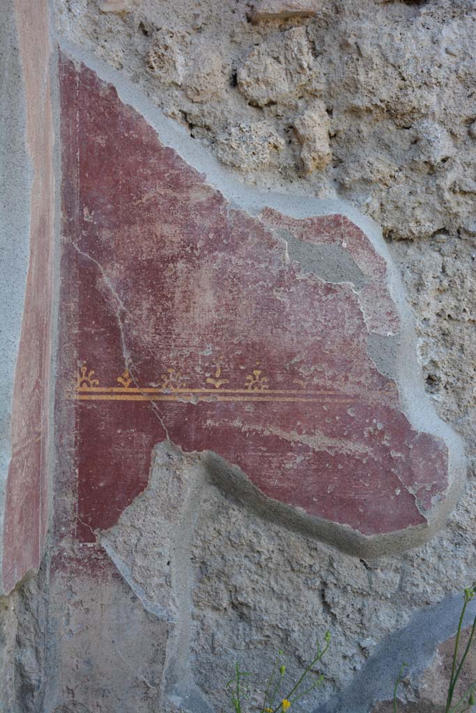 IX.5.9 Pompeii. May 2017.
Room “i”, detail of painted decoration on north wall in north-west corner of north portico.
Foto Christian Beck, ERC Grant 681269 DÉCOR.