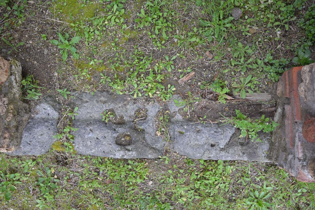 IX.5.18 Pompeii. March 2018. Room “h”, detail of doorway threshold.
Foto Annette Haug, ERC Grant 681269 DÉCOR.