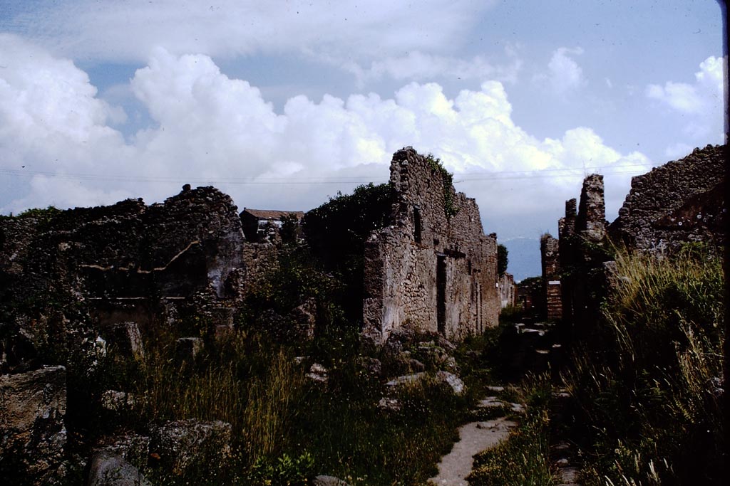 IX.6.4, on left, Pompeii. 1964. Looking south along Vicolo di Tesmo. Photo by Stanley A. Jashemski.
Source: The Wilhelmina and Stanley A. Jashemski archive in the University of Maryland Library, Special Collections (See collection page) and made available under the Creative Commons Attribution-Non Commercial License v.4. See Licence and use details.
J64f1229