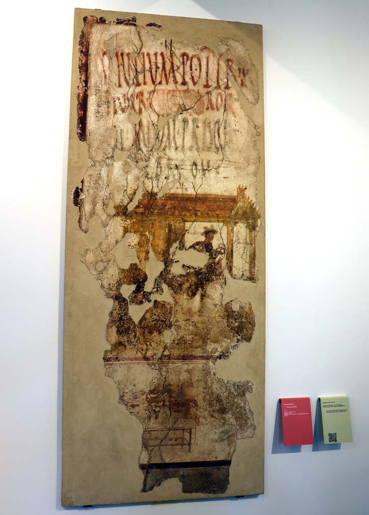 IX.7.7 Pompeii. February 2021. Fresco with electoral inscription, photographed on display in Antiquarium.
Photo courtesy of Fabien Bièvre-Perrin (CC BY-NC-SA).