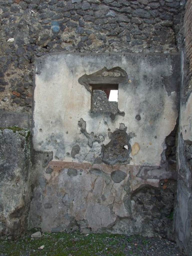 IX.8.2 Pompeii. March 2009. West wall of front room of shop, with window to IX.8.1.