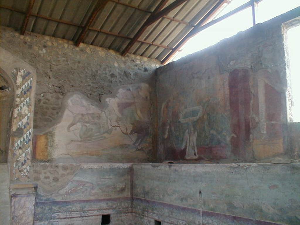 IX.8.6 Pompeii. September 2004. Nymphaeum south of peristyle. West side.