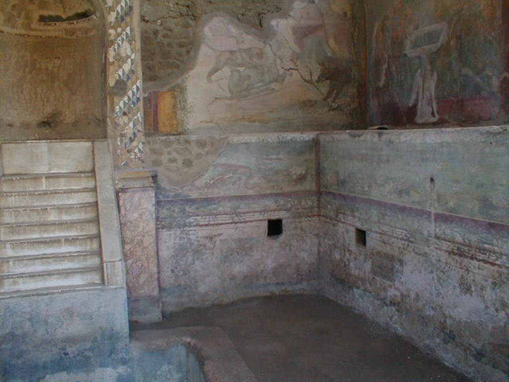 IX.8.6 Pompeii. September 2004. Nymphaeum south of peristyle. West side.