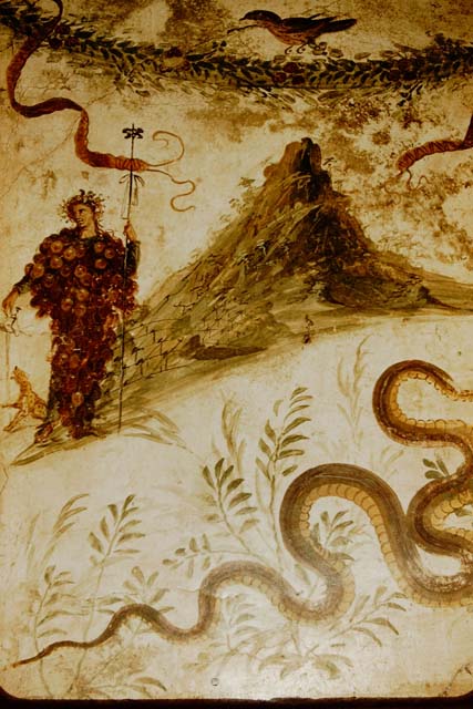 IX.8.6 Pompeii.  September 2004.  Room 23. Servants quarters on west side of house.  Household shrine or Lararium.
.
