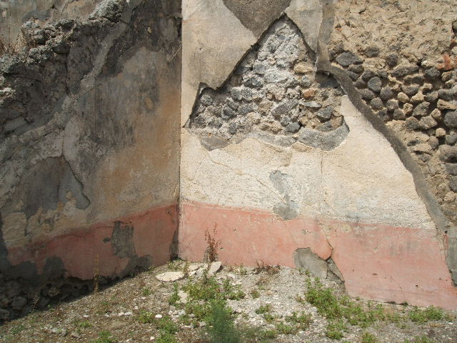 IX.8.c Pompeii. 1860. Detail from old postcard looking north into exedra.
