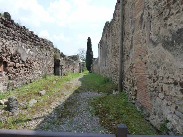 IX.9.1 Pompeii. May 2010. Exterior west wall in small vicolo, looking south.