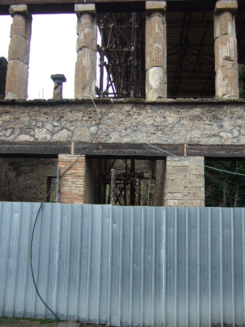 IX.12.4 Pompeii. May 2010. South wall of rear room, against the north wall of room being excavated, on west side of bakery at IX.12.6.