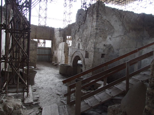 IX.12.6 Pompeii. March 2009. Looking south over bakery area, from above.