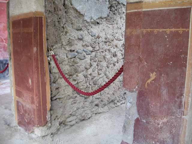 IX.12.9 Pompeii. May 2010. Room 15, kitchen and latrine. Looking east from portico towards street entrance.