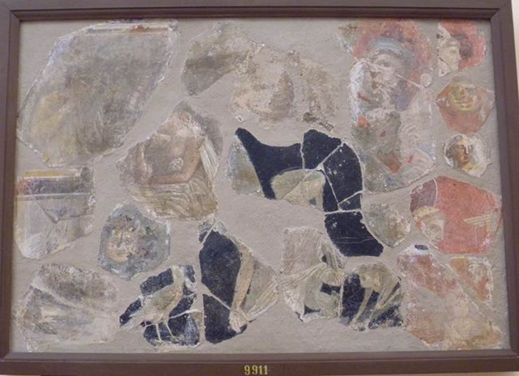 HGW06 Pompeii. Found on 8th June 1748. Pastiche of many fragments from different pictures. Now in Naples Archaeological Museum. Inventory number 9911.