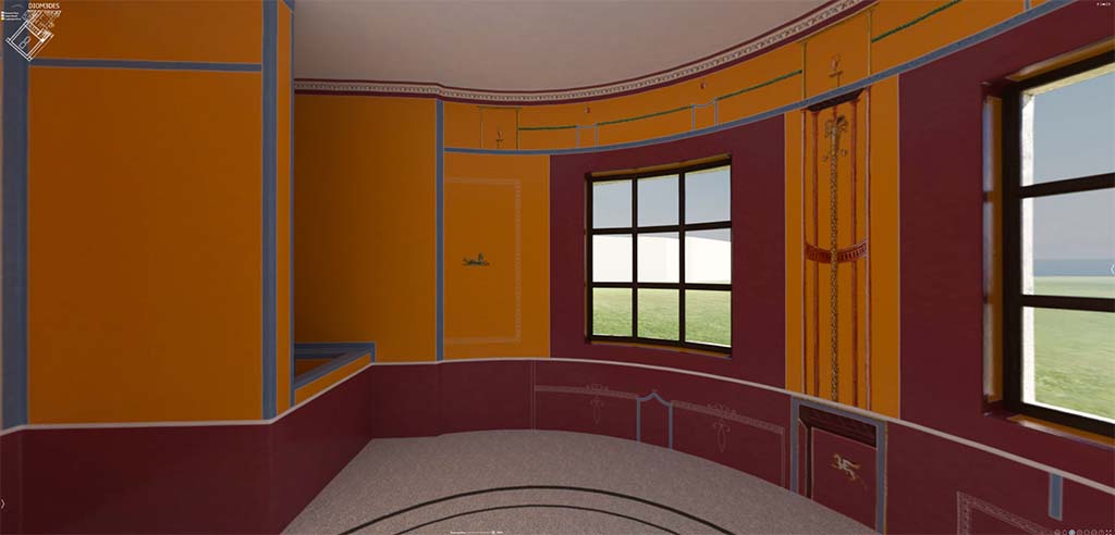 HGW24 Pompeii. 3D reconstruction of east side of semi-circular bedroom.
© Villa Diomedes Project http://villadiomede.huma-num.fr/3D/app.html
(Villa Diomedes Project – area 17).
(Fontaine, room 2,12).