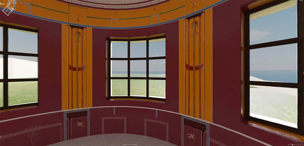 HGW24 Pompeii. 3D reconstruction of south side of semi-circular bedroom.
© Villa Diomedes Project http://villadiomede.huma-num.fr/3D/app.html
(Villa Diomedes Project – area 17).
(Fontaine, room 2,12).