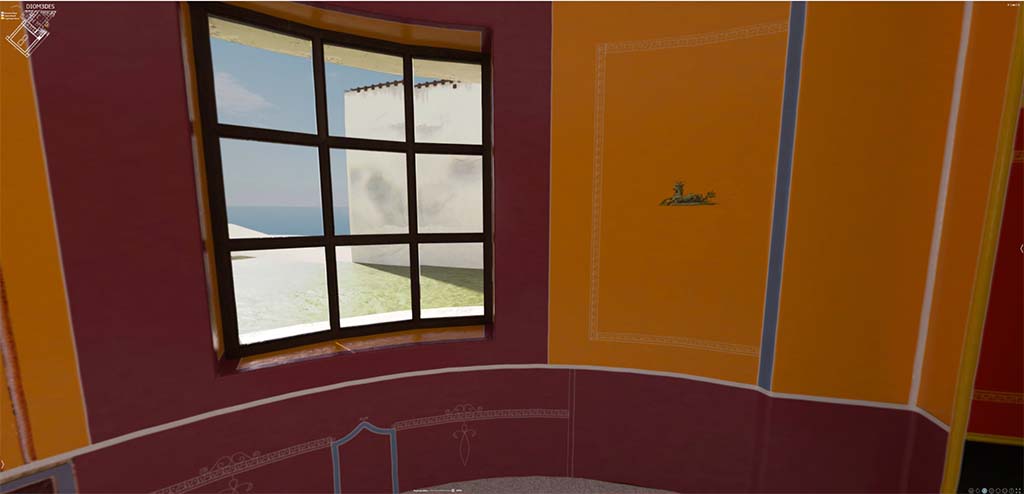 HGW24 Pompeii. 3D reconstruction of west side of semi-circular bedroom with doorway to anteroom on right.
© Villa Diomedes Project http://villadiomede.huma-num.fr/3D/app.html
(Villa Diomedes Project – area 17).
(Fontaine, room 2,12).