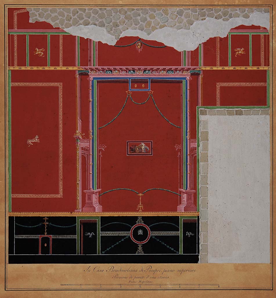 HGW24 Pompeii. East wall of antechamber on upper floor, with doorway to small room. Painting by Francesco Morelli.
Now in Naples Archaeological Museum. Inventory number ADS 1140.
Photo © ICCD. http://www.catalogo.beniculturali.it
Utilizzabili alle condizioni della licenza Attribuzione - Non commerciale - Condividi allo stesso modo 2.5 Italia (CC BY-NC-SA 2.5 IT)
(Villa Diomedes Project – area 16.)
(Fontaine 2.10).