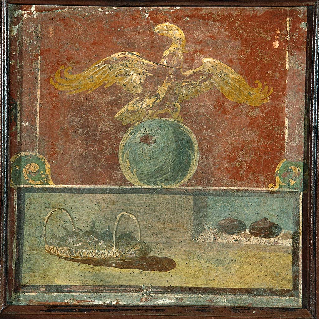HGW24 Pompeii. Painting of basket with fruit.
Now in Naples Archaeological Museum. Inventory number 8782.
(Villa Diomedes Project – area ?)