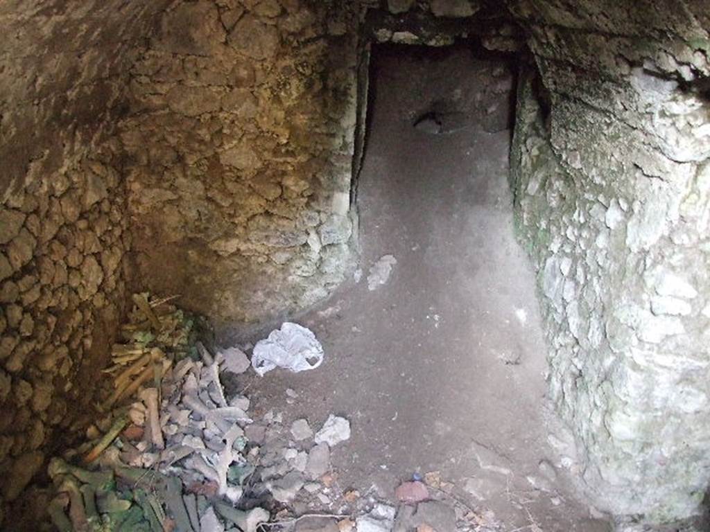 HGE12 Pompeii. December 2006. Looking north into cellar. On the extreme front right of this cellar on 17th October 1905 a skeleton of a slave with iron fetters around his leg bones was found. On the right of the photo can be seen a doorway into a room where on the 31st October 1905 another skeleton was found. See Notizie degli Scavi di Antichit�, 1910, p. 259-260, fig. 3.